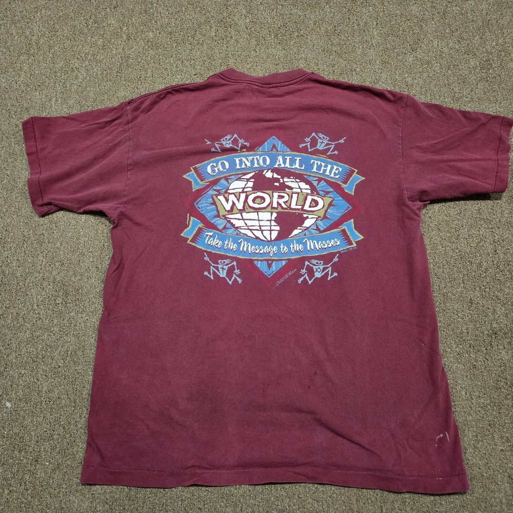 Vintage Jesus Christian Shirt Mens XL Maroon Scripture Graphic 90s Single Stitch